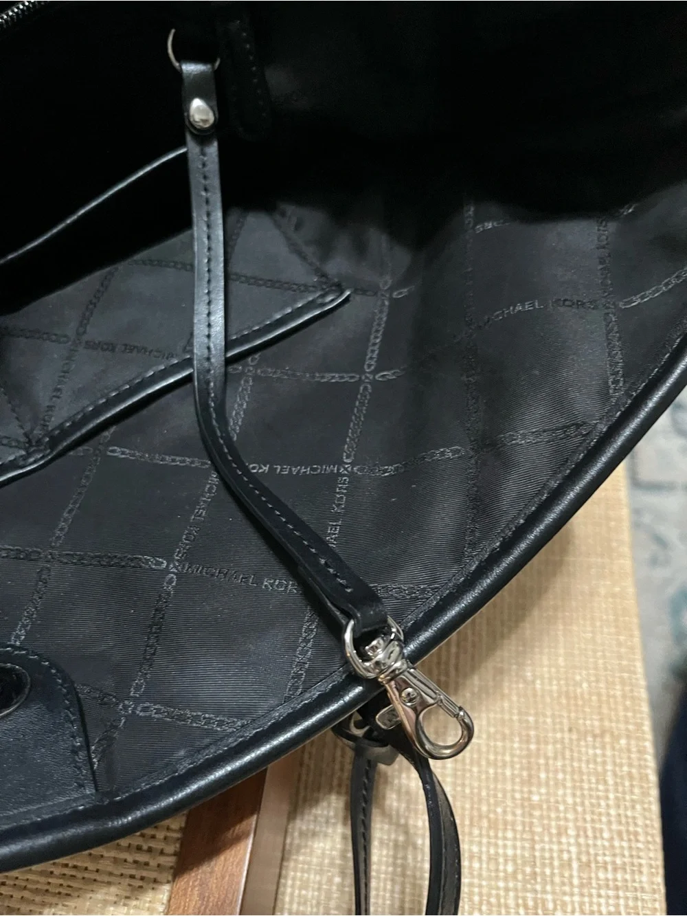 Michael Kors Black Pebbled Leather Large Tote with MK Charm